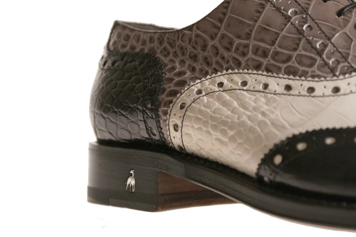 Norvegia Alligator-Embossed Oxford Shoes