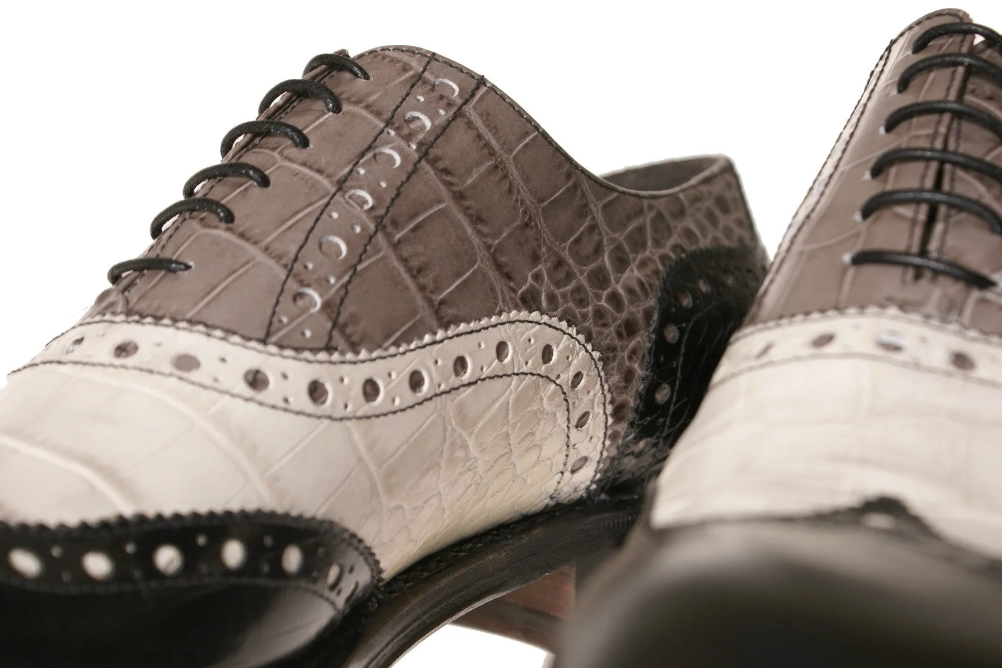 Norvegia Alligator-Embossed Oxford Shoes