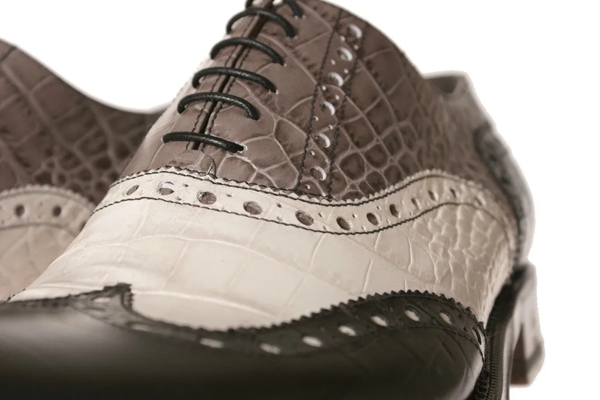 Norvegia Alligator-Embossed Oxford Shoes