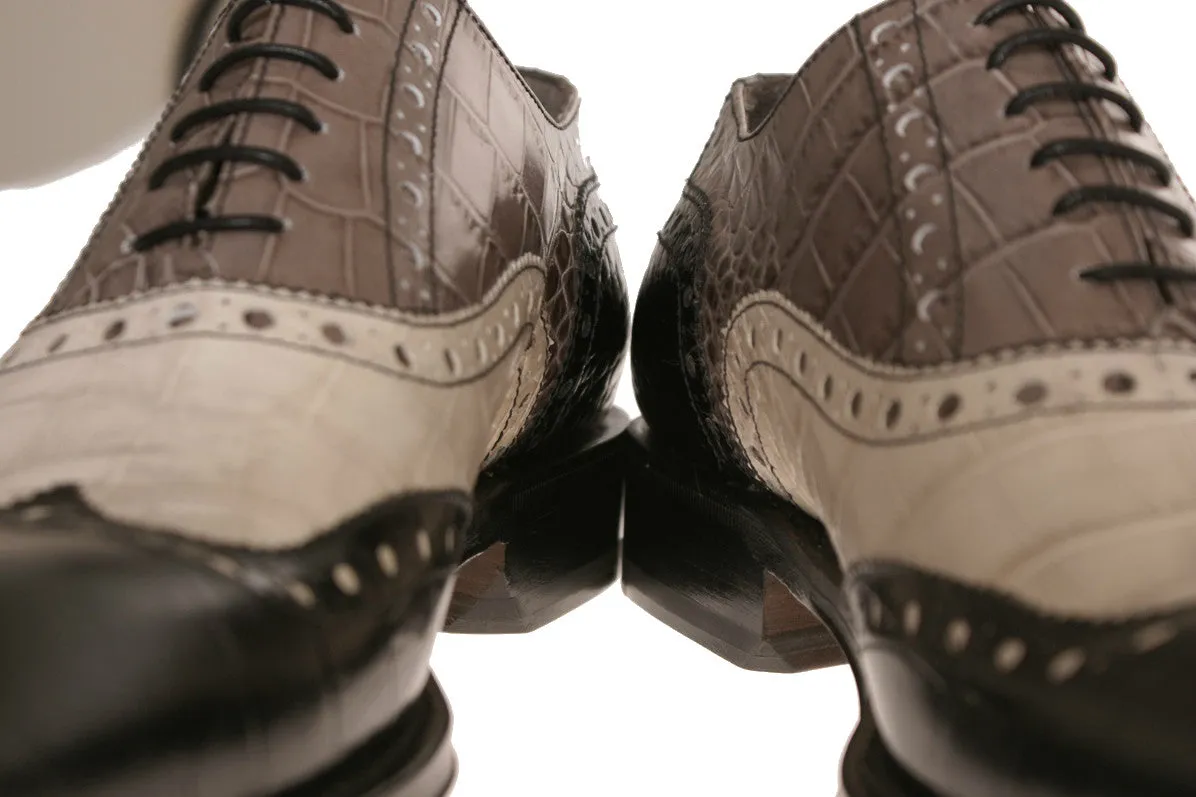 Norvegia Alligator-Embossed Oxford Shoes