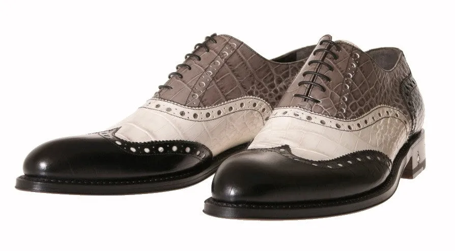 Norvegia Alligator-Embossed Oxford Shoes