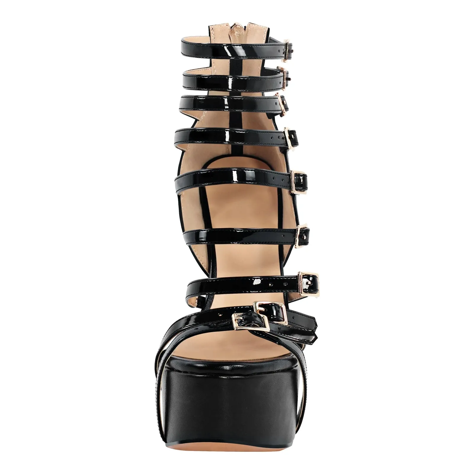 Platform Thin High Heels Peep Toe Platform Buckle Sandales