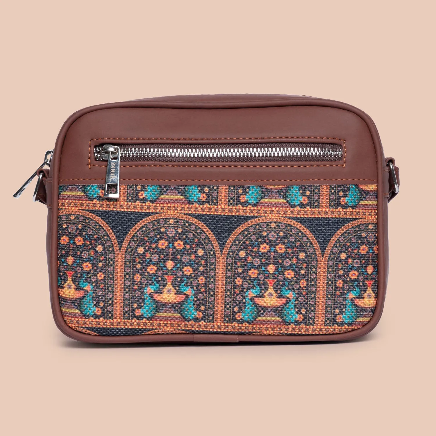 Royal Indian Peacock Motif Sling Bag
