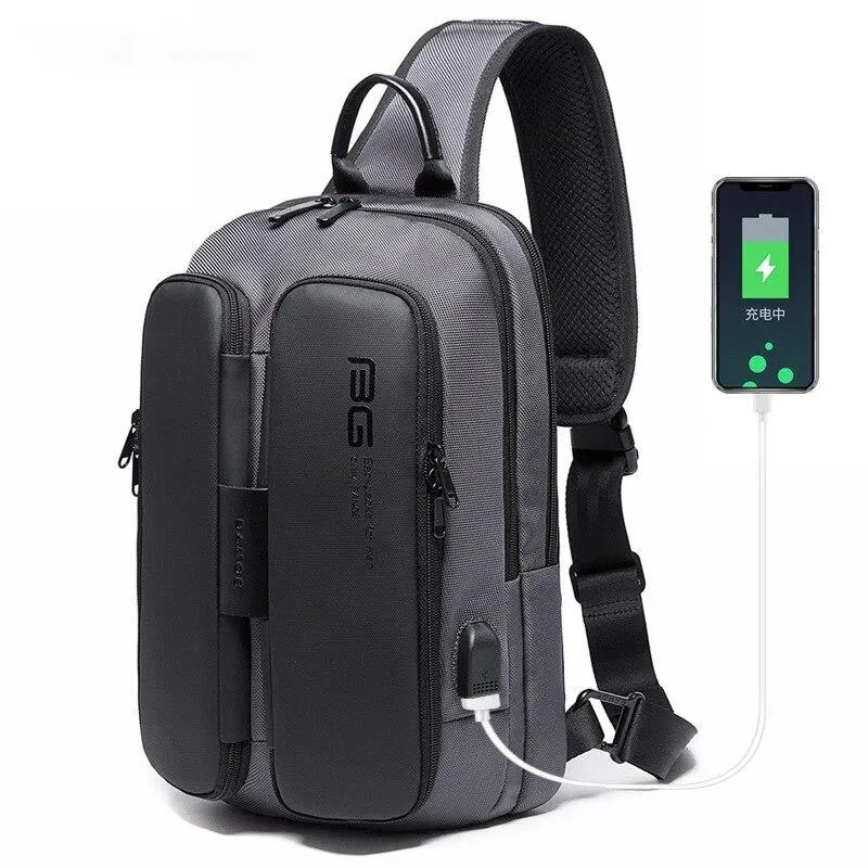 Sling Crossbody Bag Casual Crossbody Bags Male USB Charging Shoulder Bag Oxford Messenger Bag Waterproof