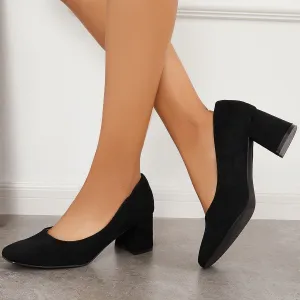 Sohiwoo woman formal Closed Toe Block Chunky High Heel Pumps Dress Shoes