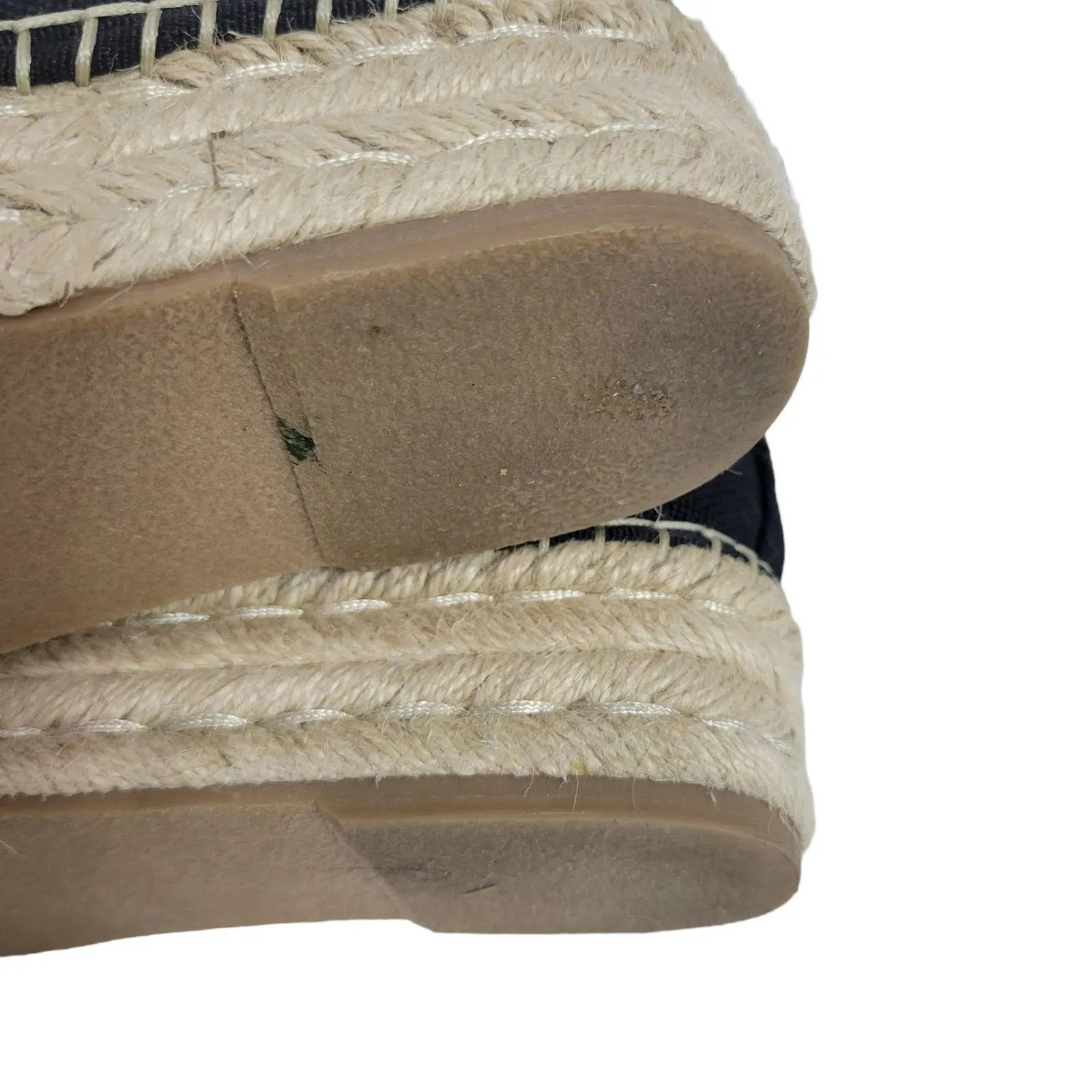 Steve Madden Attitude Espadrille Flatform Shoes Black Canvas Sneakers Size 8.5
