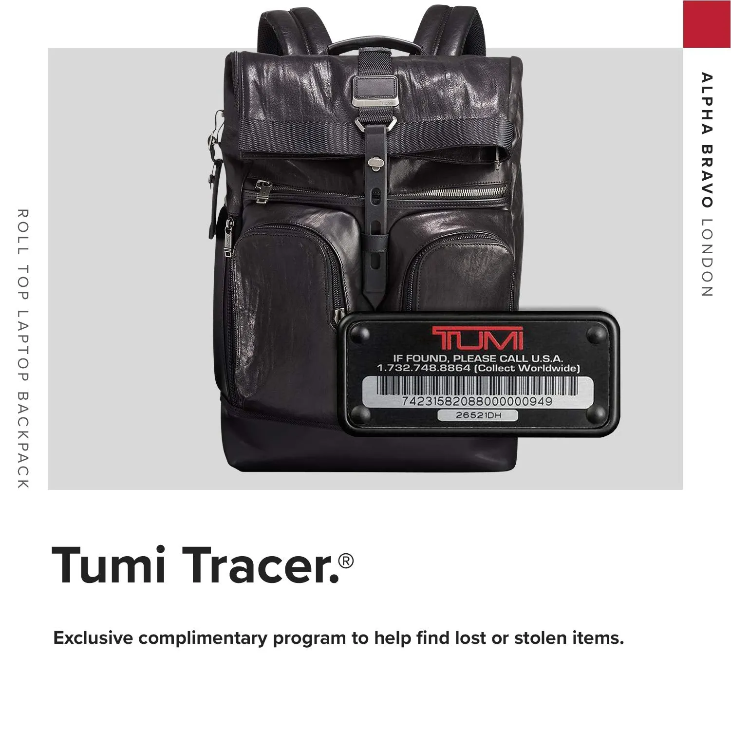 TUMI - Alpha Bravo London Roll Top Leather Laptop Backpack - 15 Inch Computer Bag for Men and Women - Black