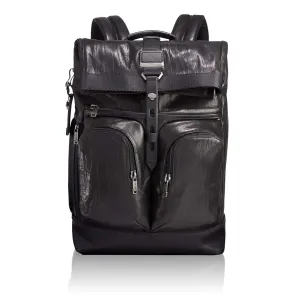 TUMI - Alpha Bravo London Roll Top Leather Laptop Backpack - 15 Inch Computer Bag for Men and Women - Black