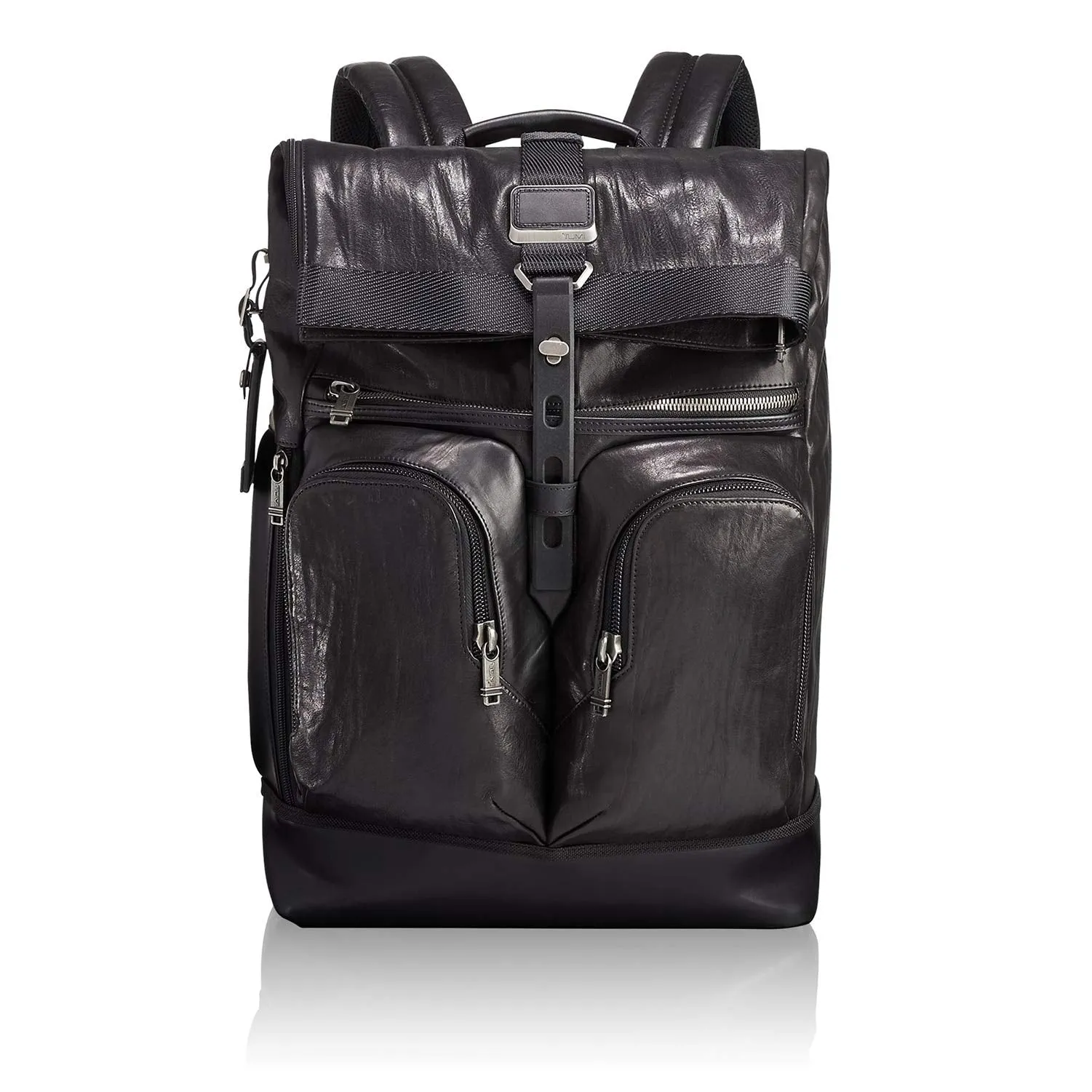 TUMI - Alpha Bravo London Roll Top Leather Laptop Backpack - 15 Inch Computer Bag for Men and Women - Black