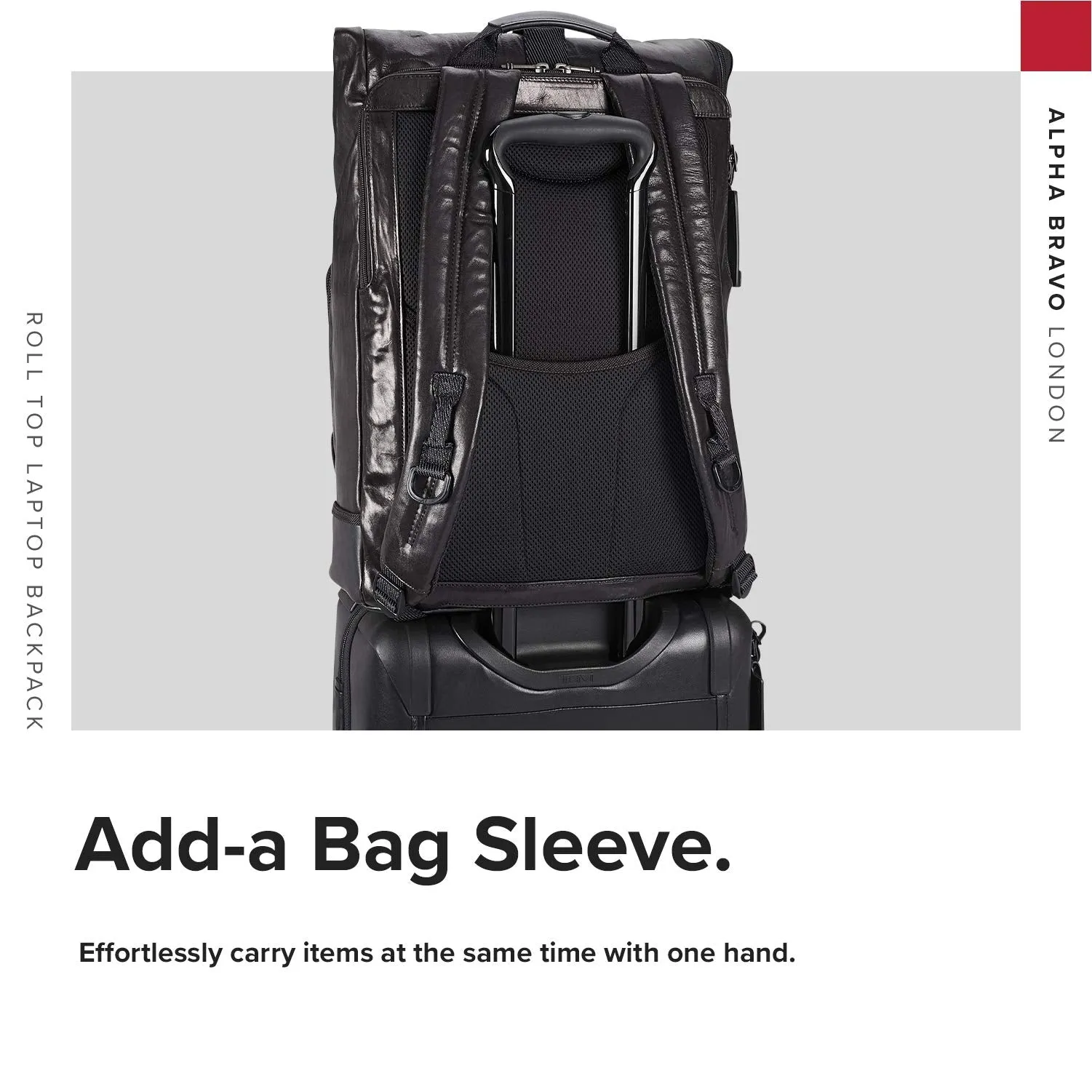 TUMI - Alpha Bravo London Roll Top Leather Laptop Backpack - 15 Inch Computer Bag for Men and Women - Black