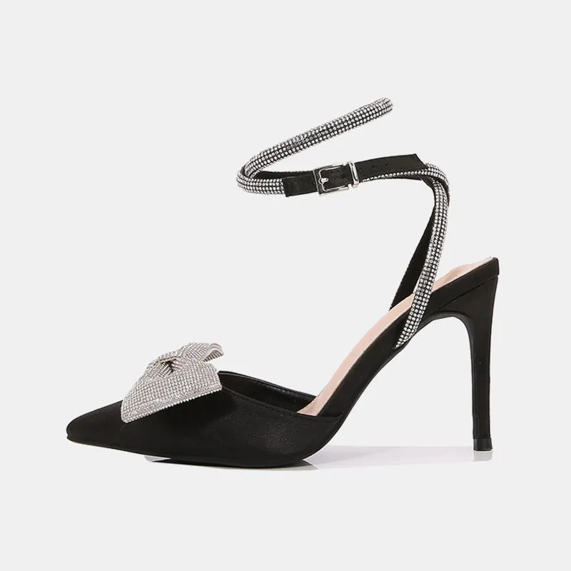Viola Diamond Bow Strappy Heel Sandals