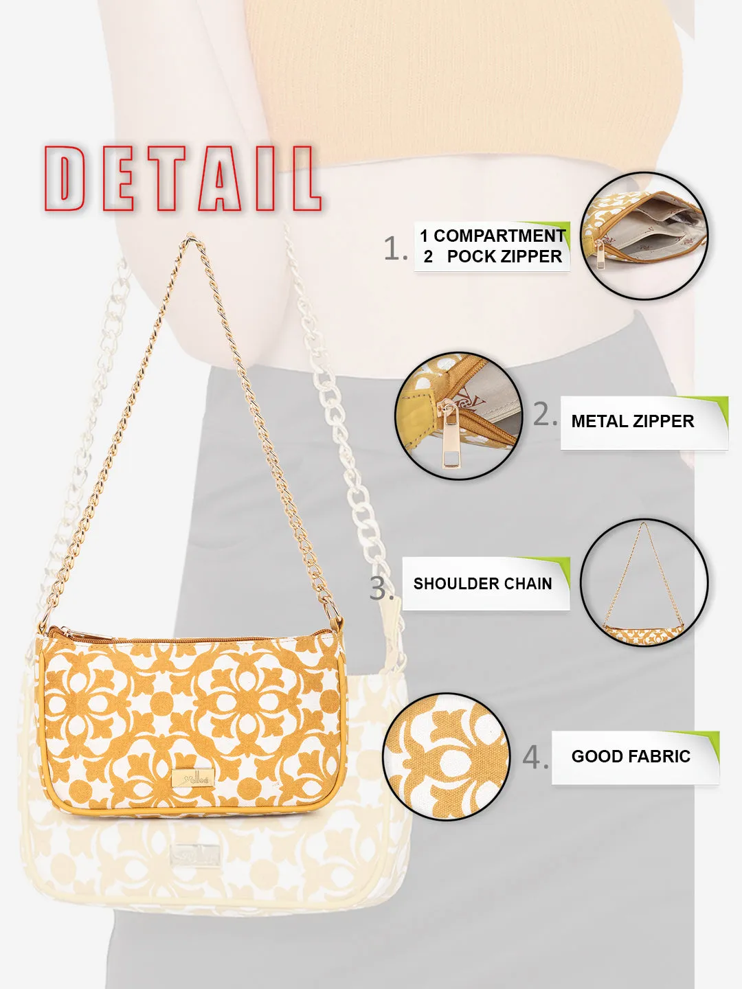 Yellow Printed Sling bag